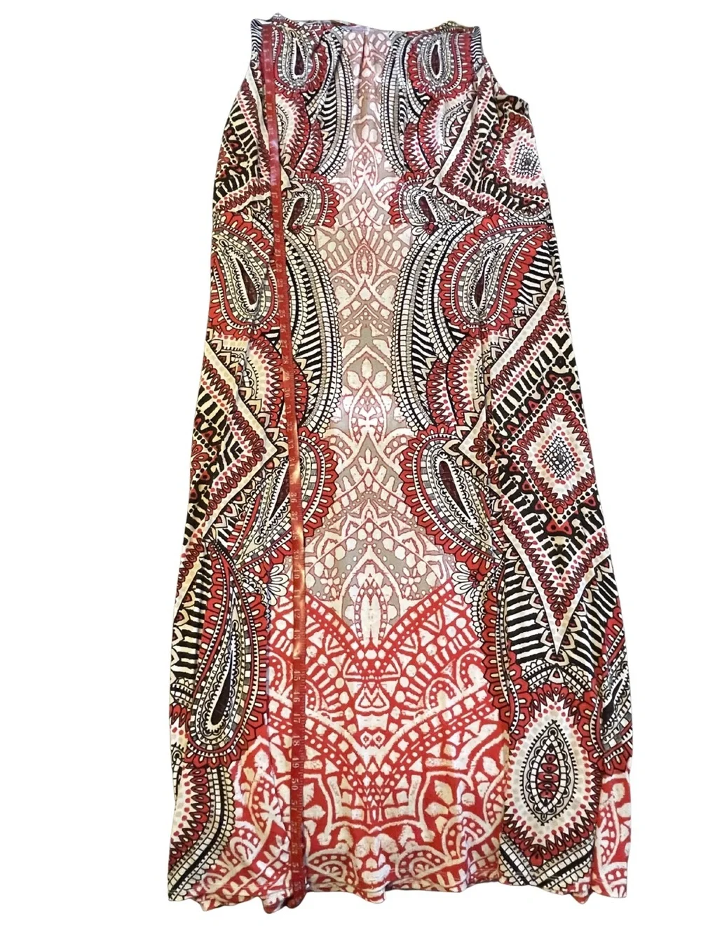 DRESSBARN Women's 24 Plus Lined Blood Orange Paisley Boho Geometric Maxi Dress - Picture 15 of 15
